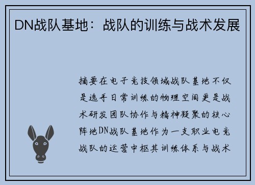 DN战队基地：战队的训练与战术发展